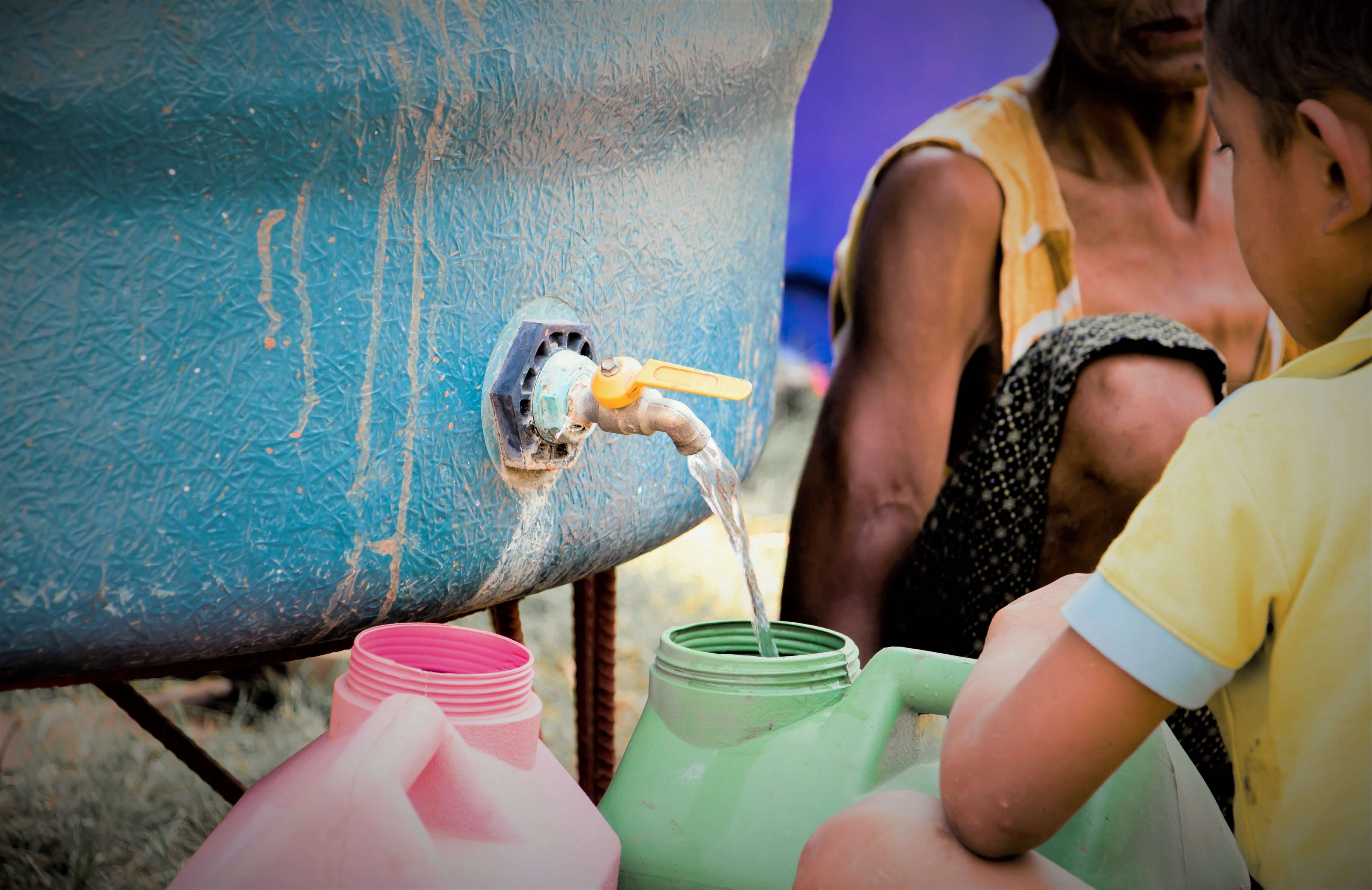 three pots of water per family